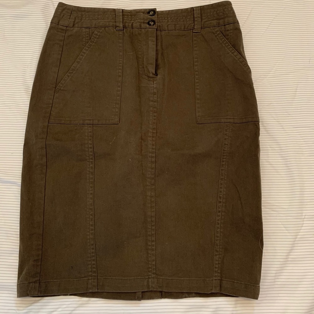 Loft army green pencil skirt